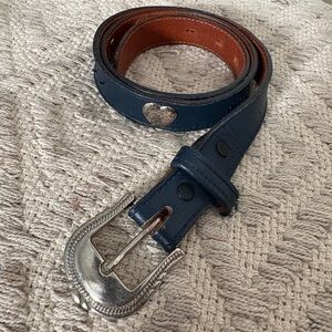 Vintage navy blue leather western belt